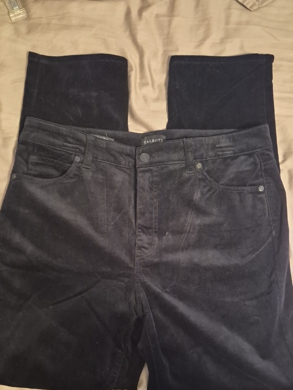 Talbots Black Womens Velvet Corduroy Straight Leg Pants Sz 10